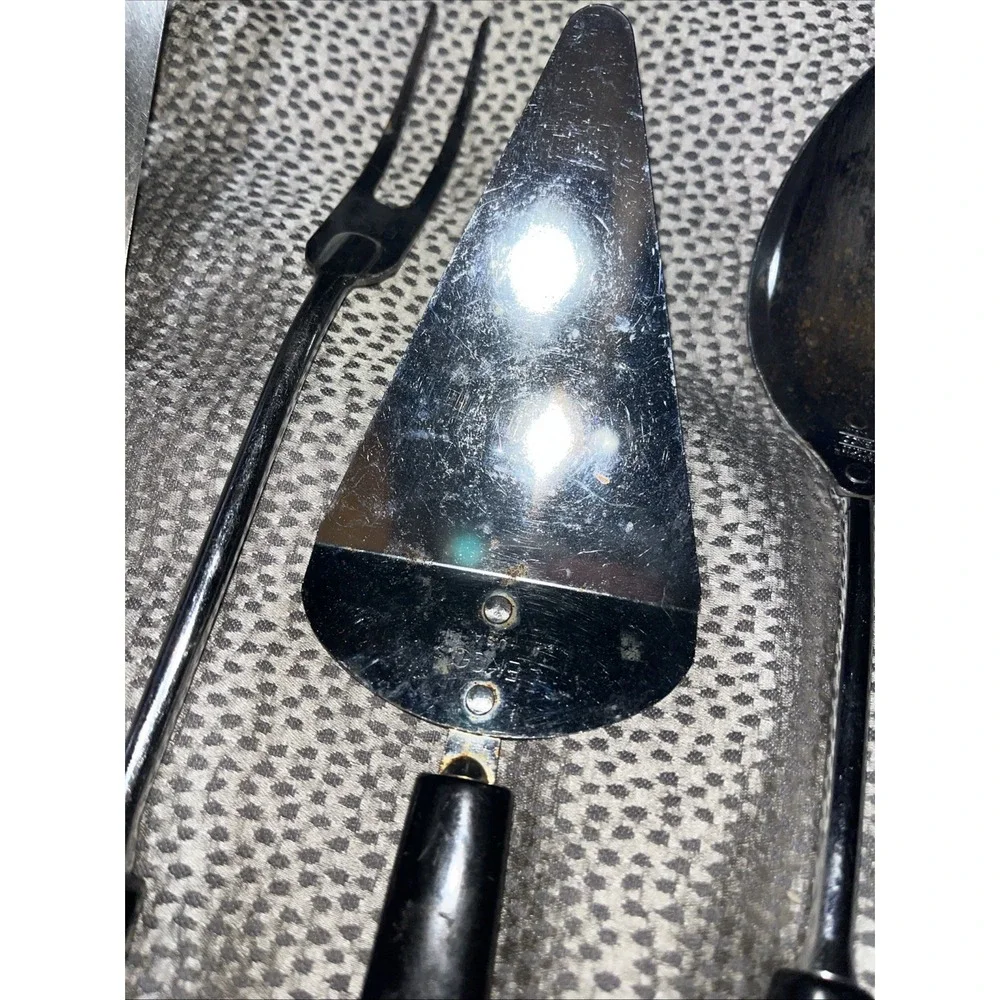 Set Of 4 Vintage Ekco Utensils Keyhole Spatula Pie Knife Serving Spoon & Fork‎